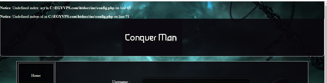 مشكلة فى صفحة Conquer Man